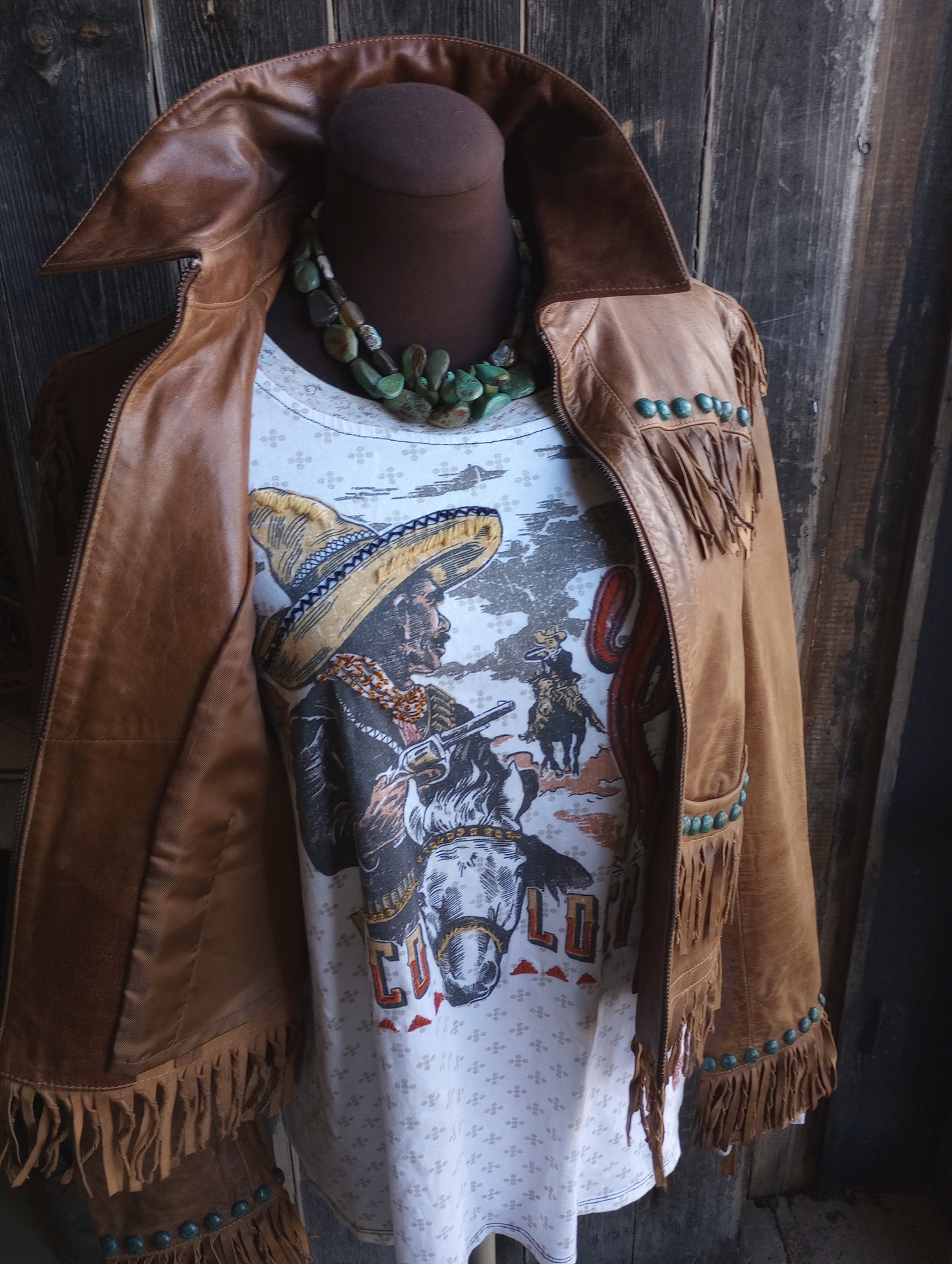 DD Ranchwear Leather Fringe Jacket Sz Medium