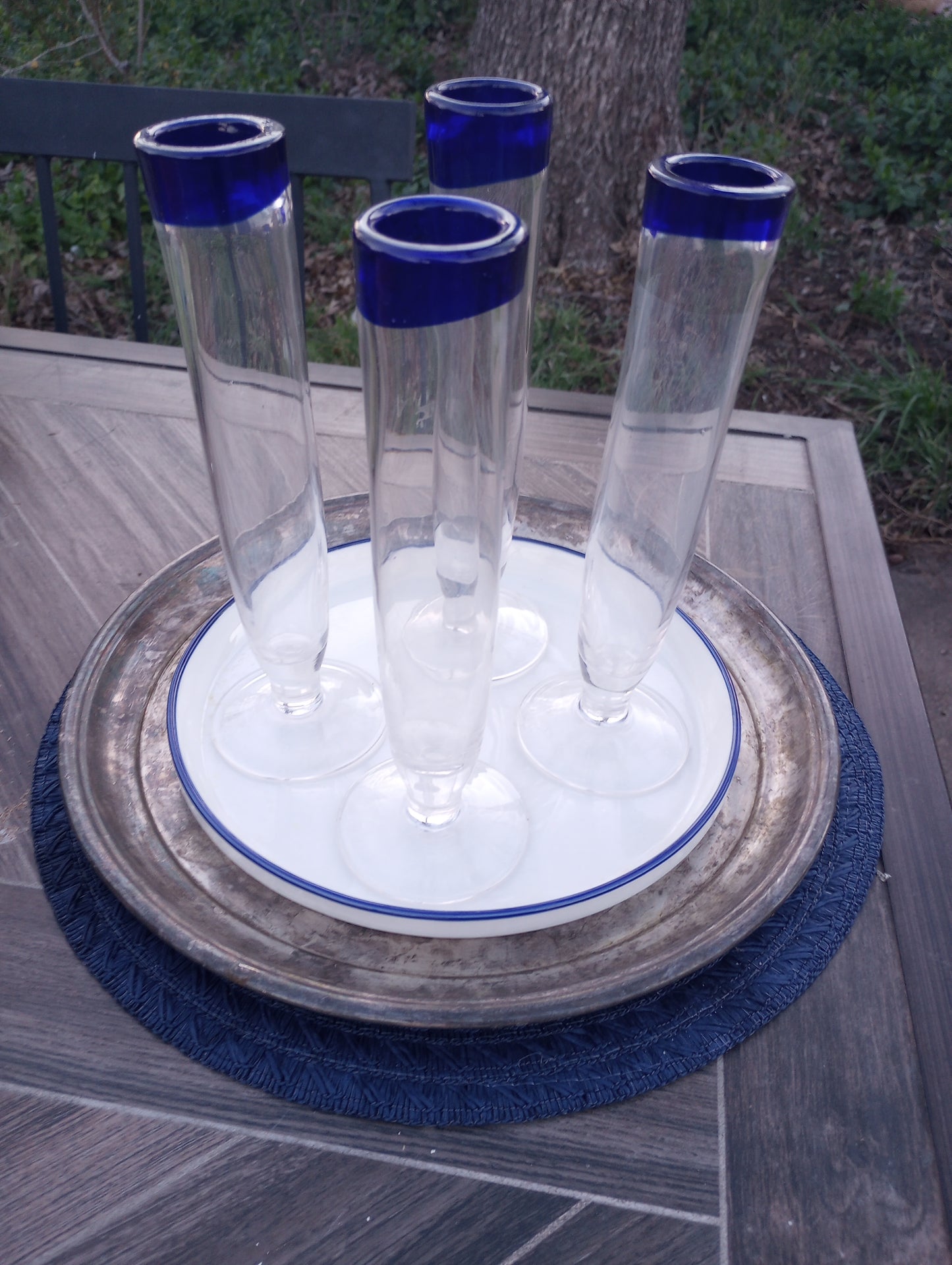 Set of 4 Blown Glass Flutes