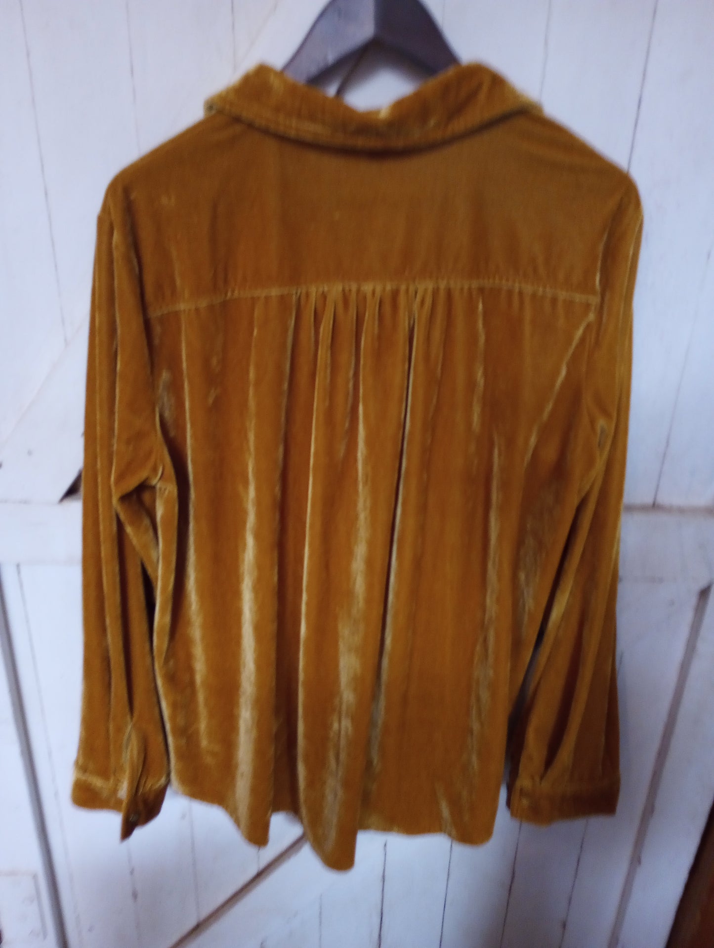 Gold Velvet Like Button Up Tunic Sz 1X