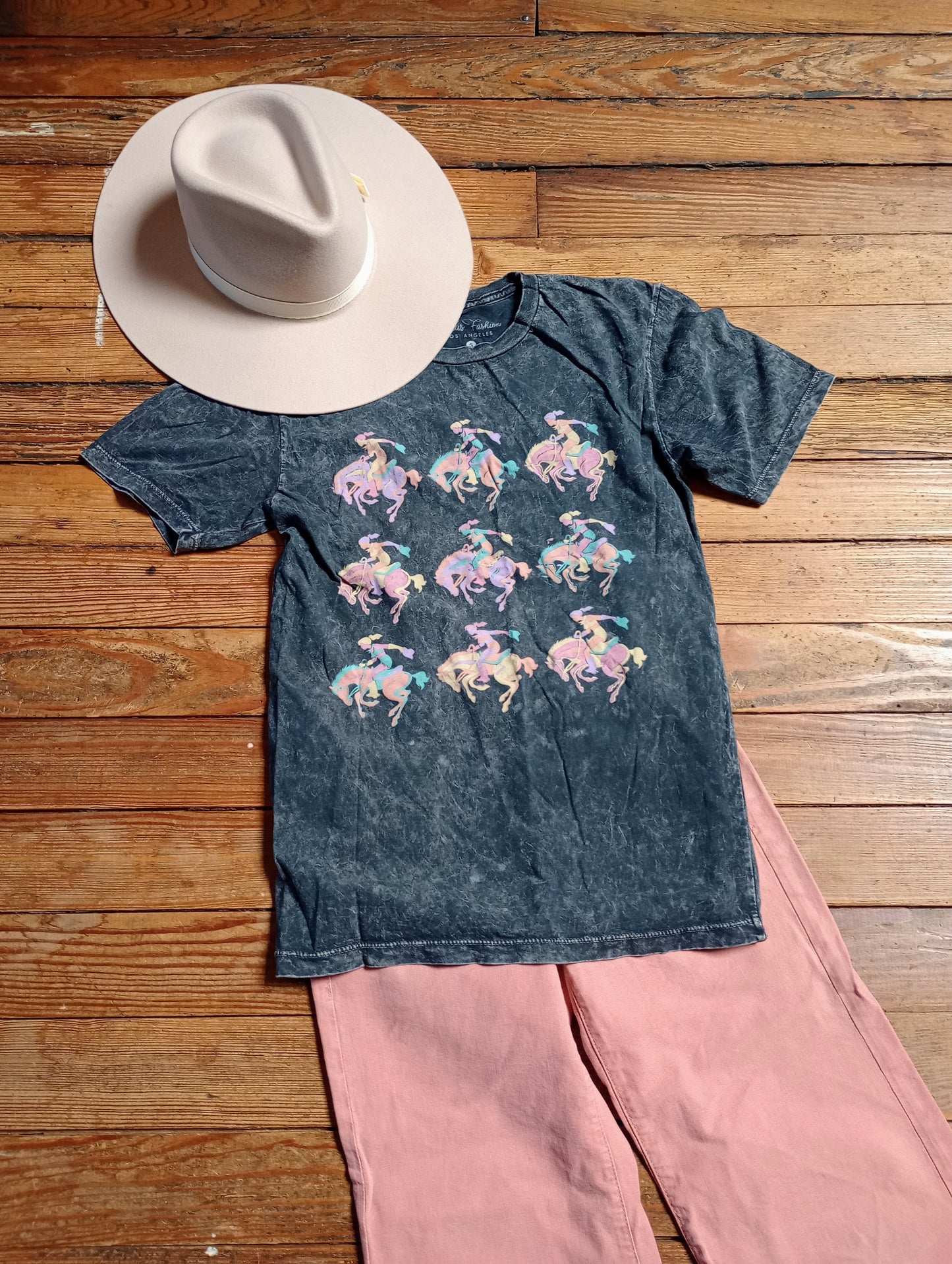 Buckin' Bronc on Repeat Tee Sz S