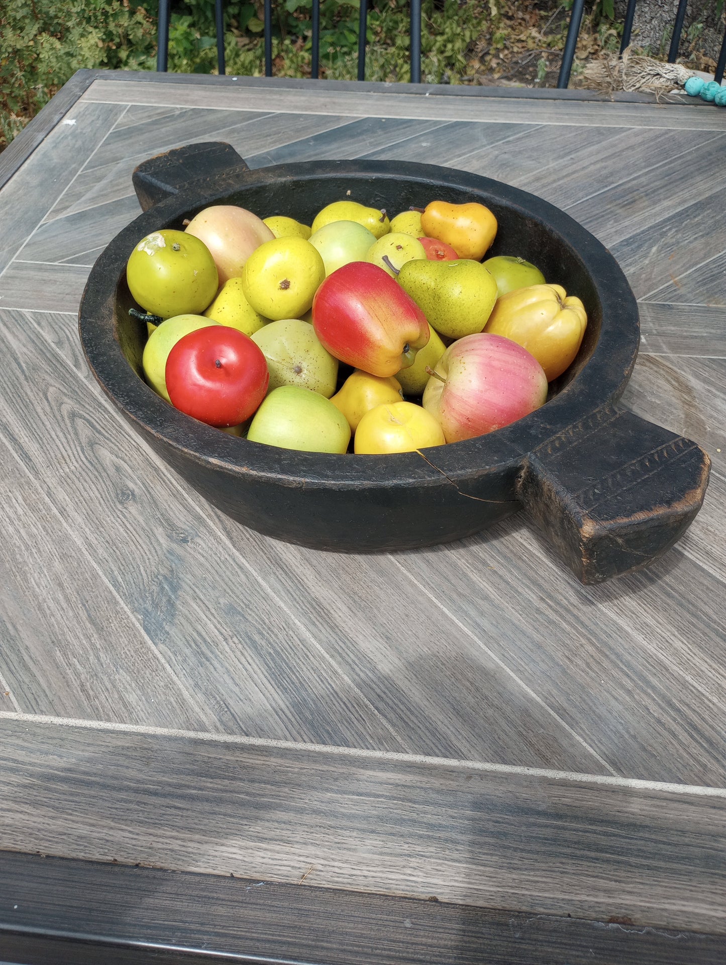 Vintage Wooden Bread Bowl Centerpiece