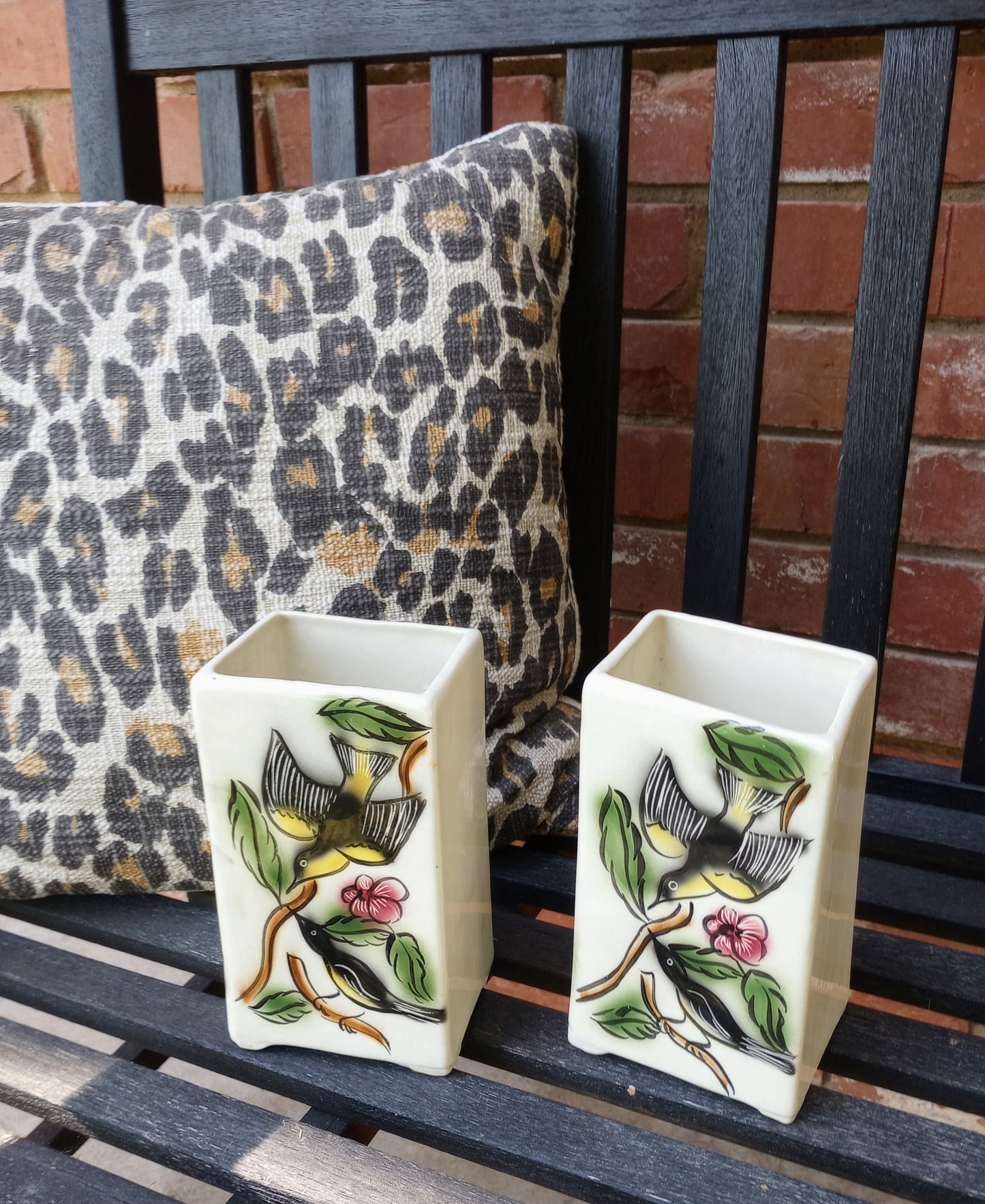 Pair of Vintage Sparrow Vases