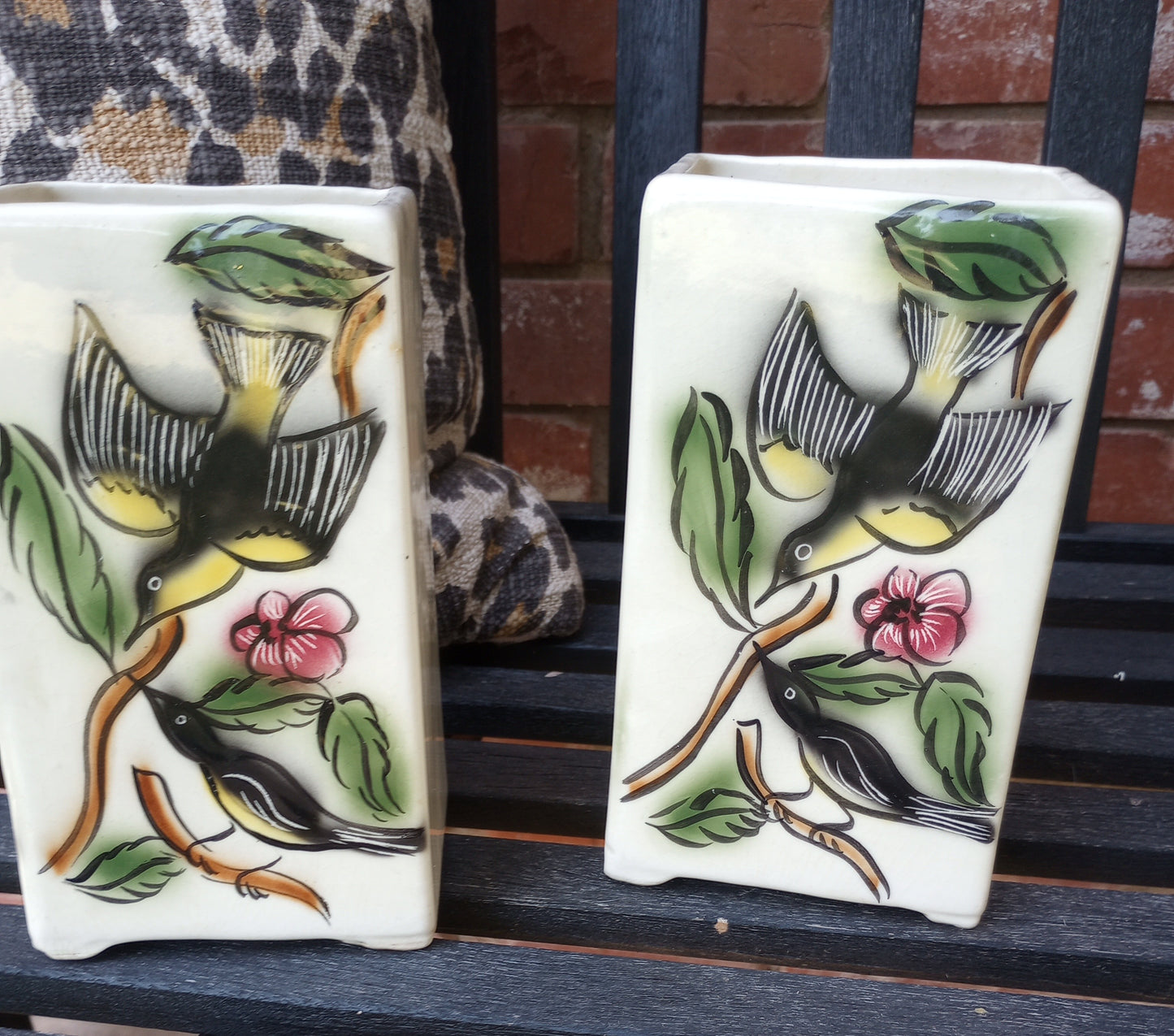 Pair of Vintage Sparrow Vases