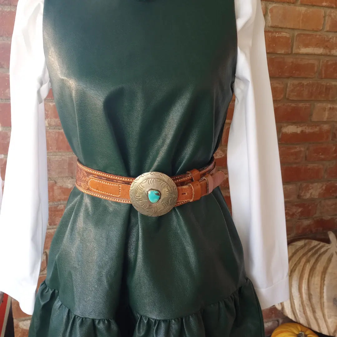 Faux Leather Pine Green Dress