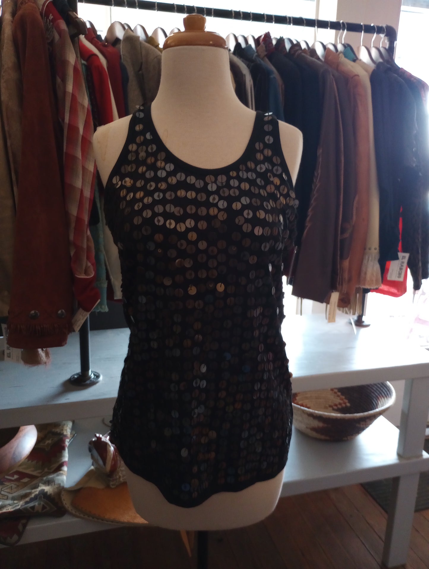 DD Ranchwear Black Sequin Tank Top