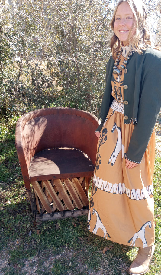 Primitive Horse Print Dress Sz S/M