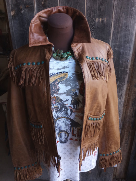 DD Ranchwear Leather Fringe Jacket Sz Medium