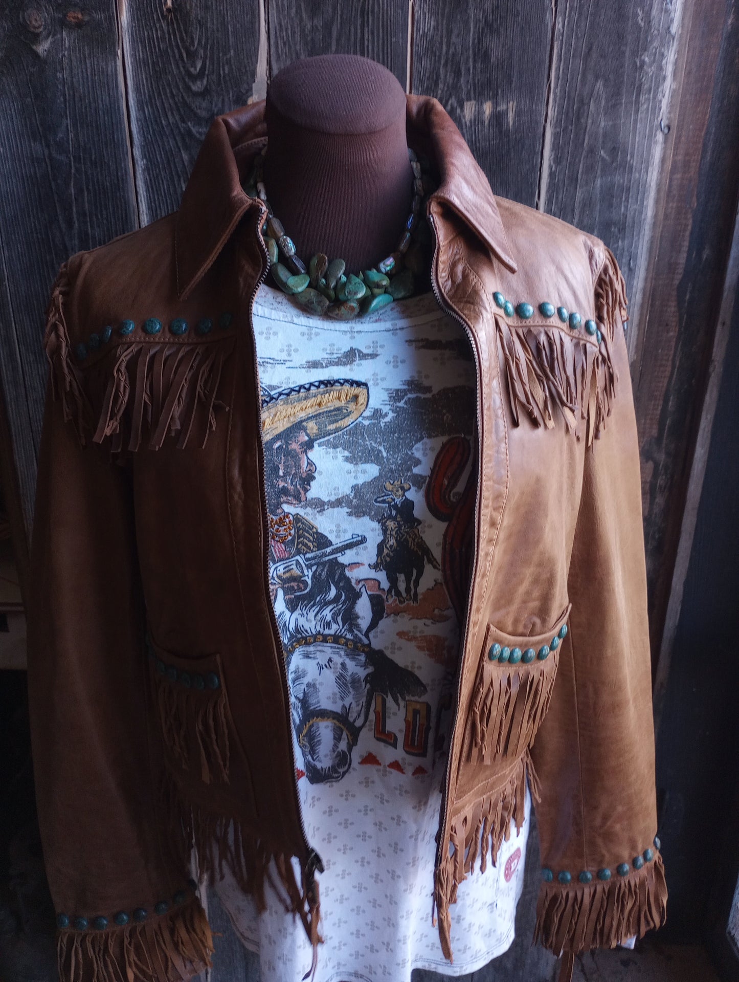 DD Ranchwear Leather Fringe Jacket Sz Medium
