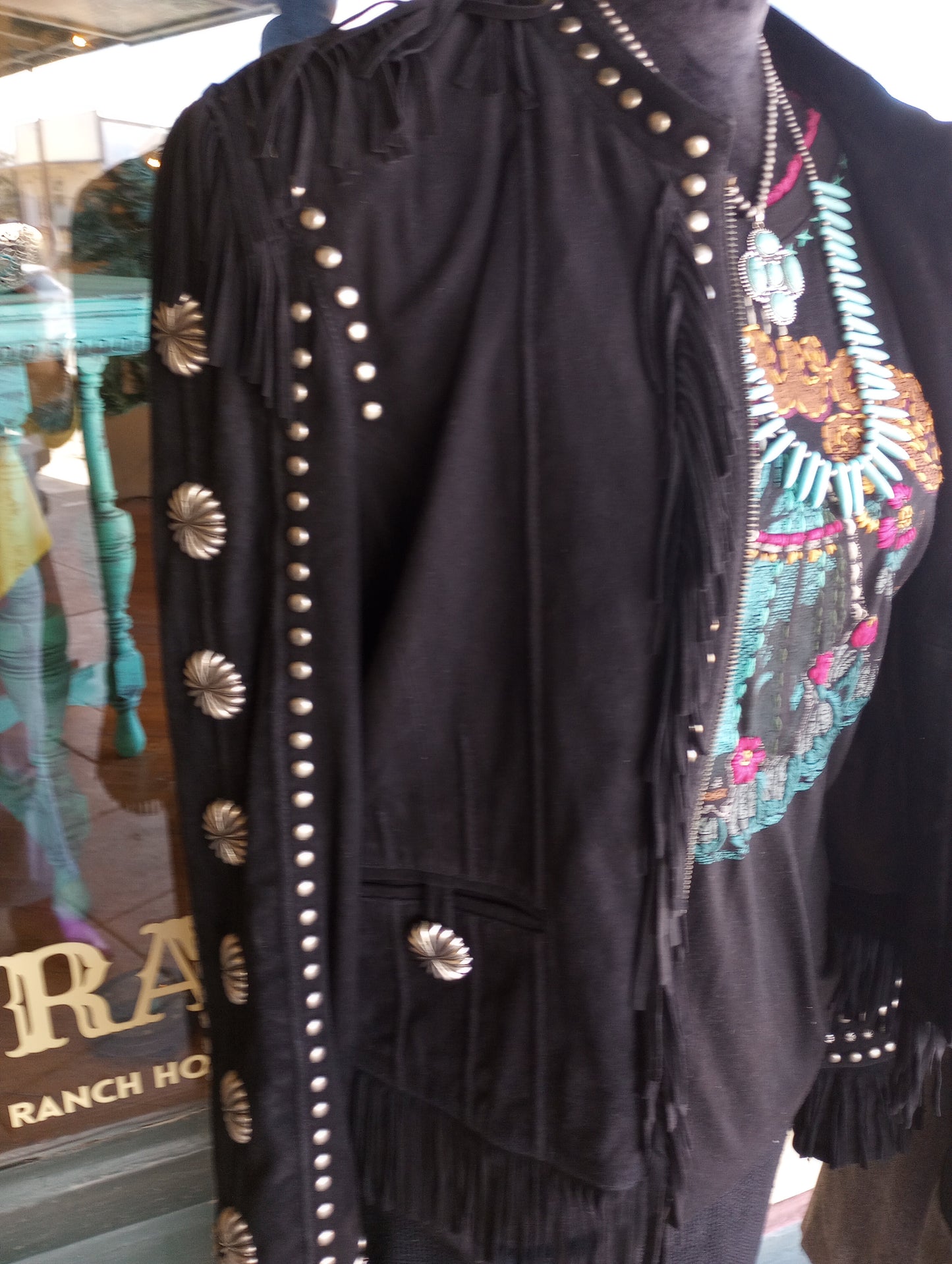 DD Ranchwear Black Lamb Suede Fringe Jacket Sz XL