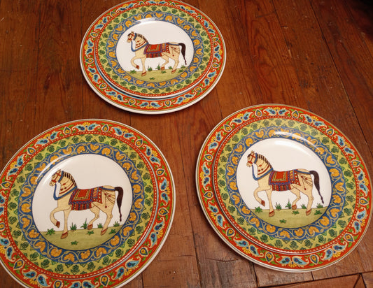 Paisley Rim Plate Pairs w/ Horse Design