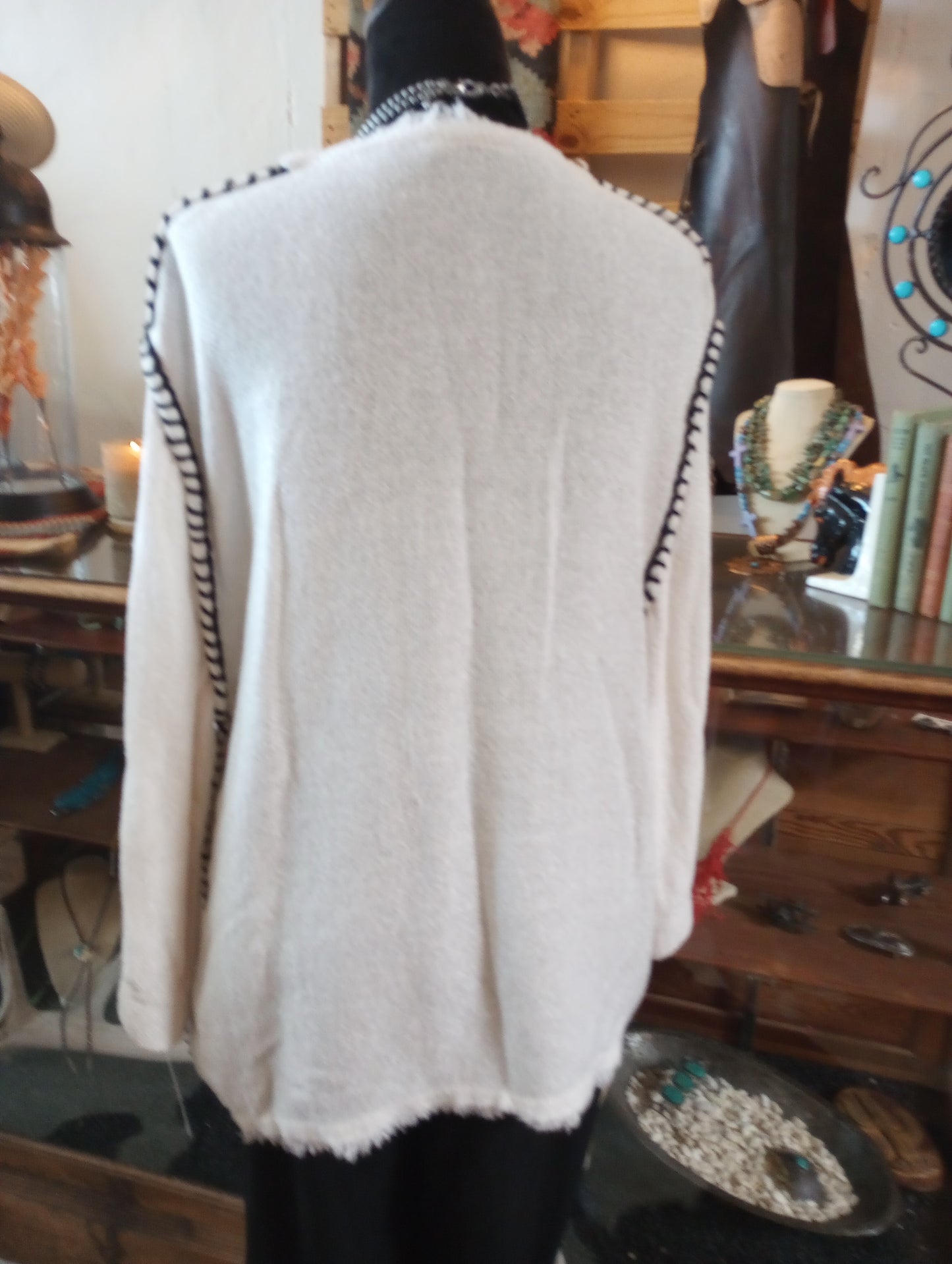 Soft Surroundings Tunic w/ Blk Buck stitch Sz XL