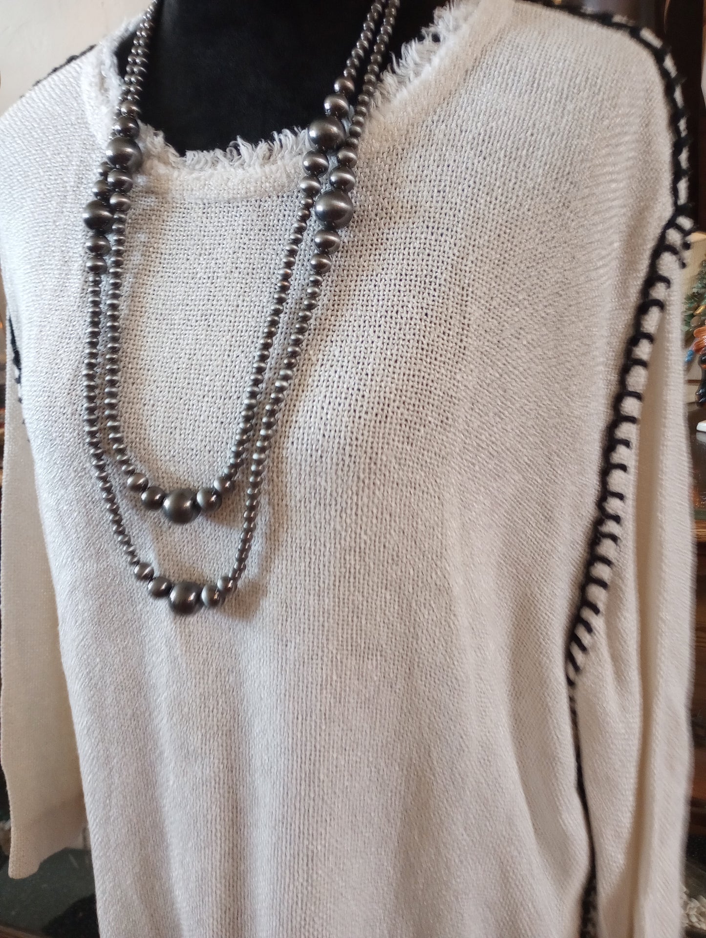 Soft Surroundings Tunic w/ Blk Buck stitch Sz XL