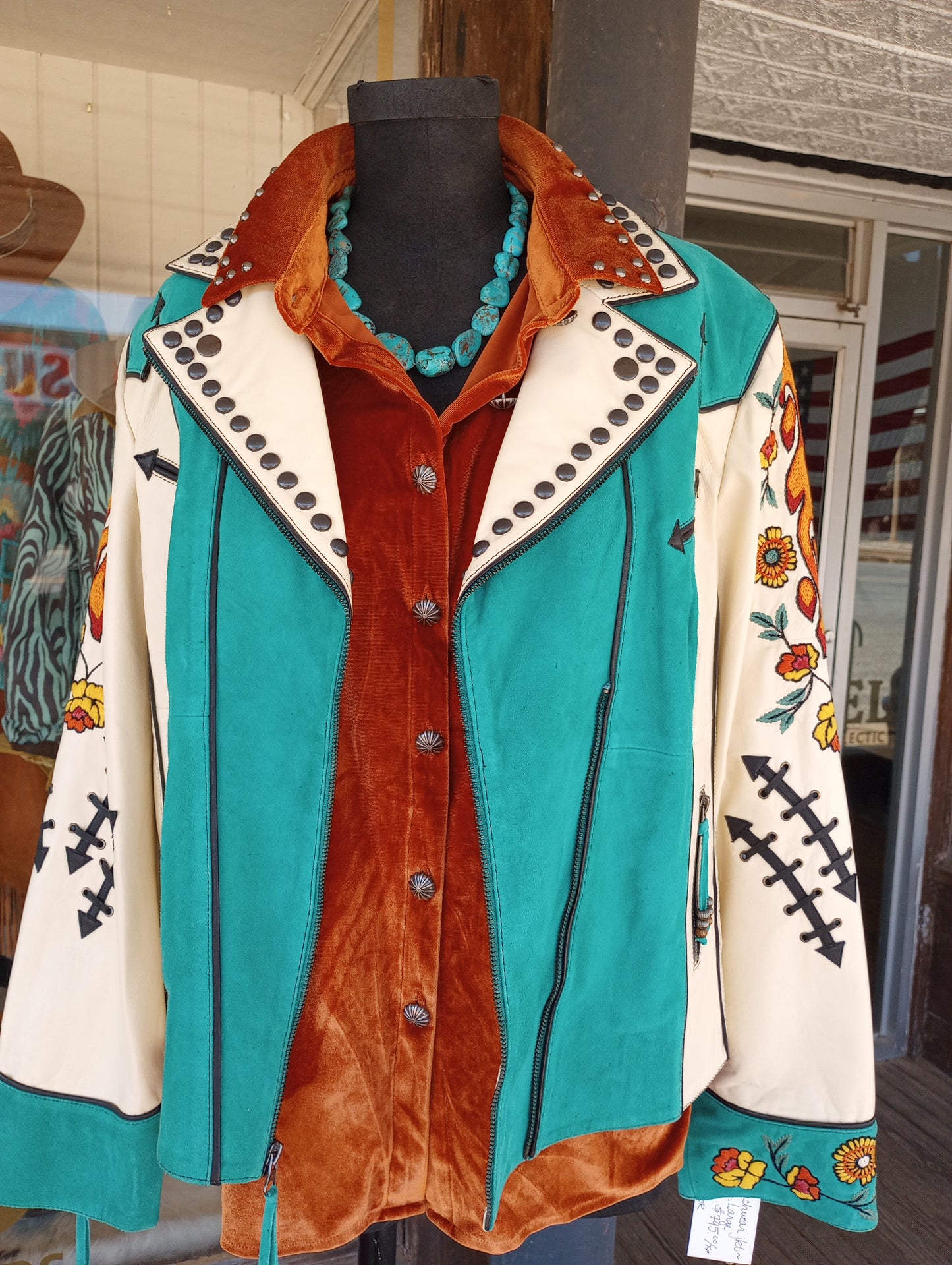 Burnt Orange Studded Velvet Like Blouse
