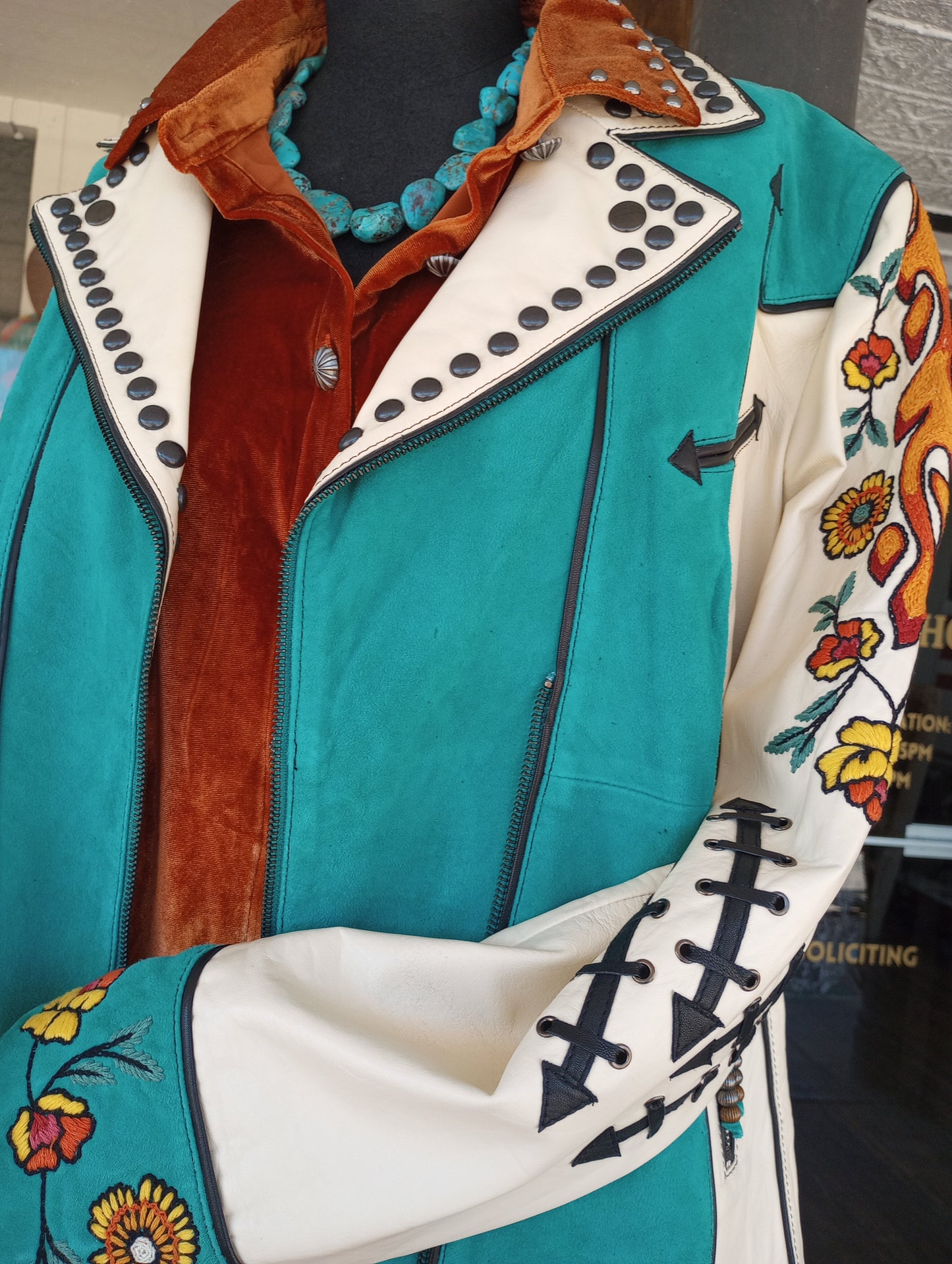 Burnt Orange Studded Velvet Like Blouse