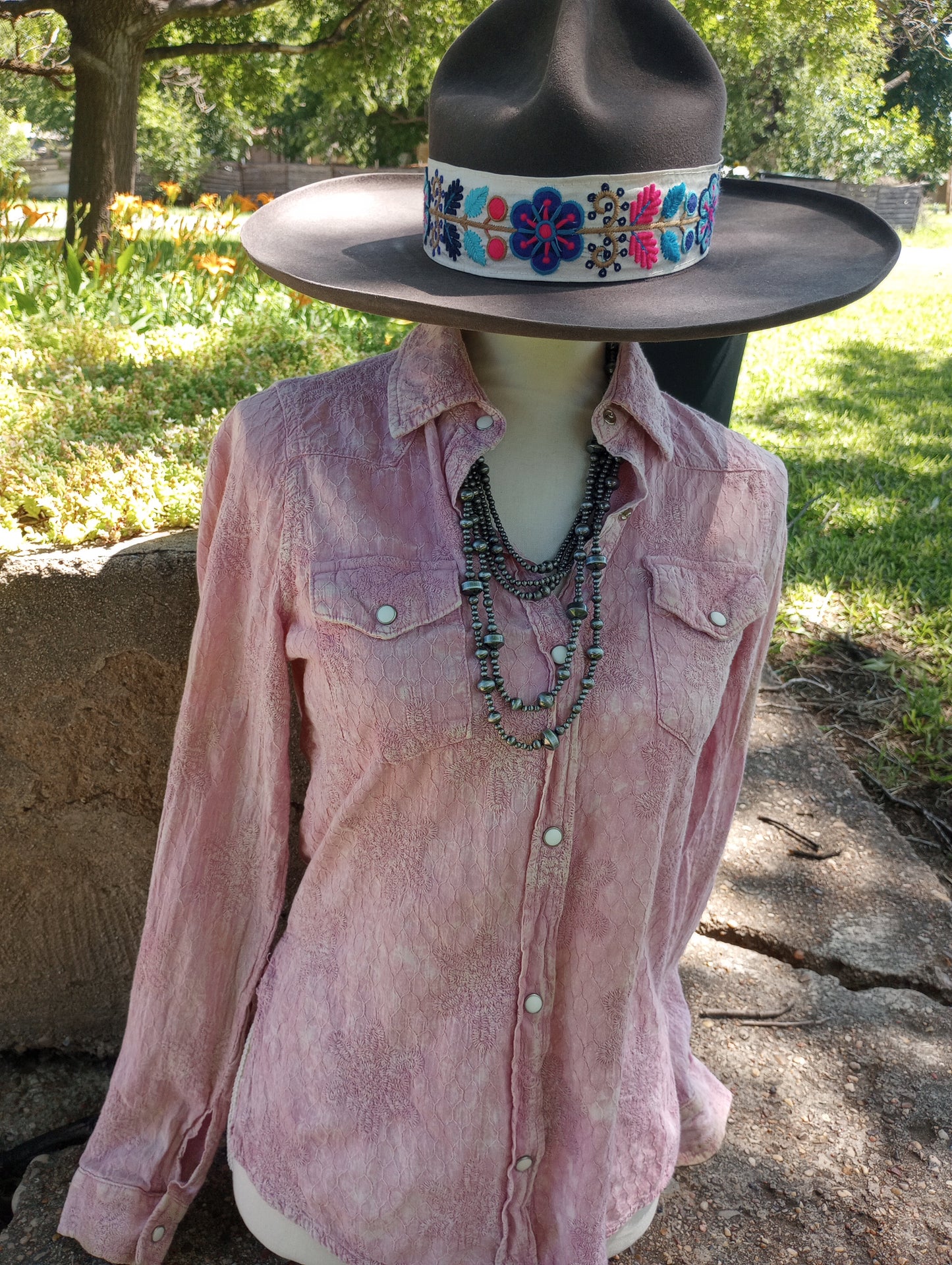 Nu Vintage Pearl Snap Shirt Sz S