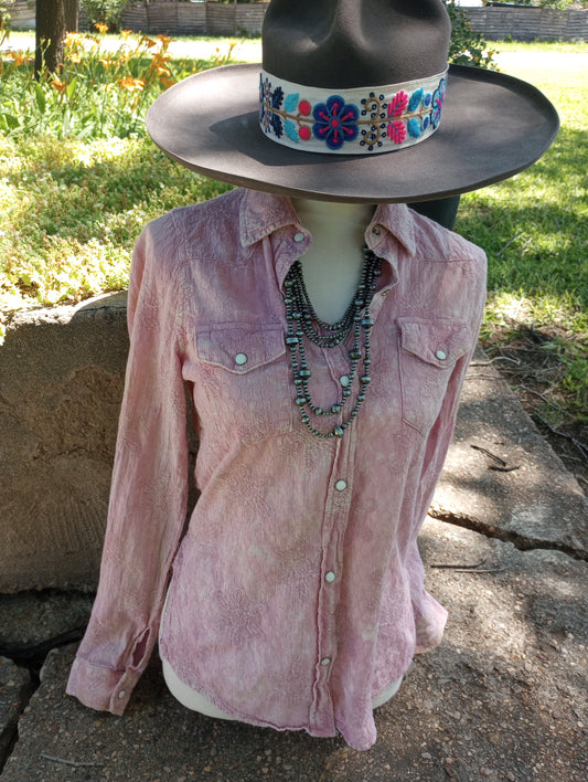 Nu Vintage Pearl Snap Shirt Sz S