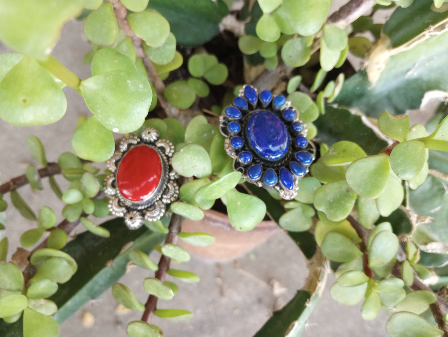 Sterling Silver and Man Made Coral Like Stone