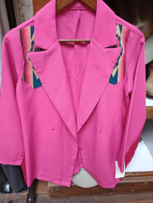 Blazer with fringe and southwestern yokes