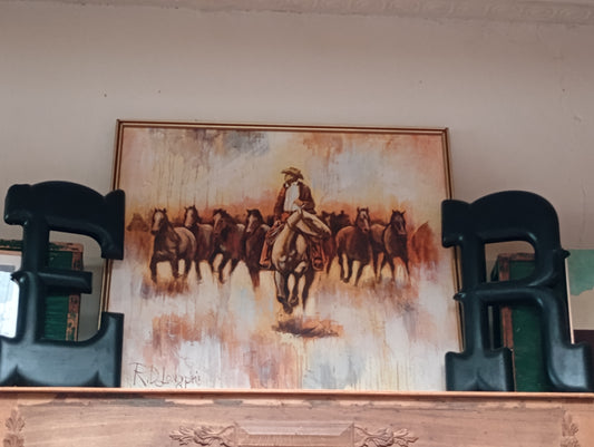 Large Cowboy oil on canvas art