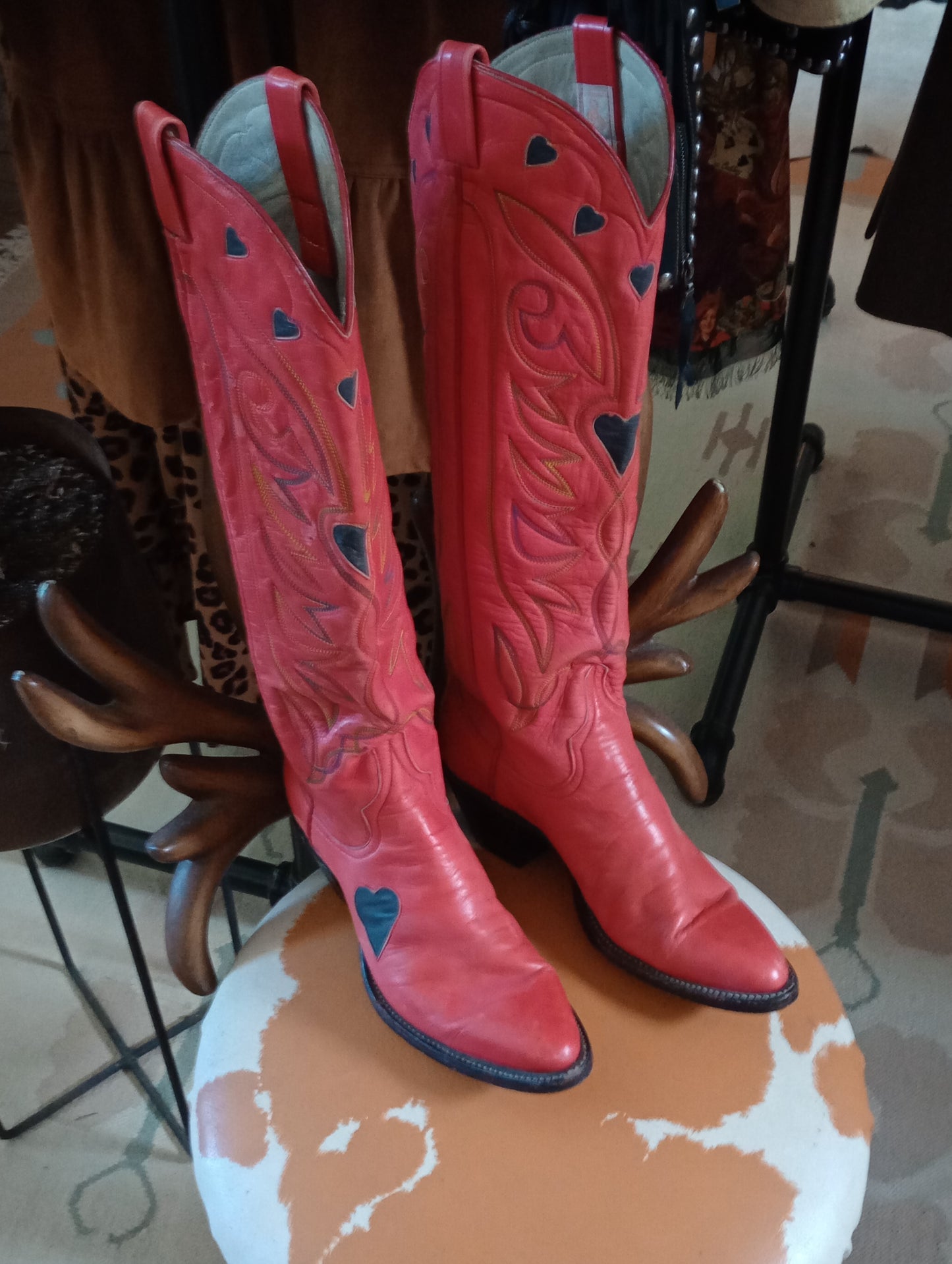 Larry Mahan Red Tall Top Boots
