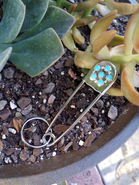 Sterling Silver and Turquoise Oversized Clothespin