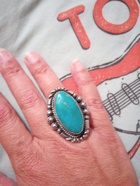 Sterling Silver and Turquoise Native American built ring