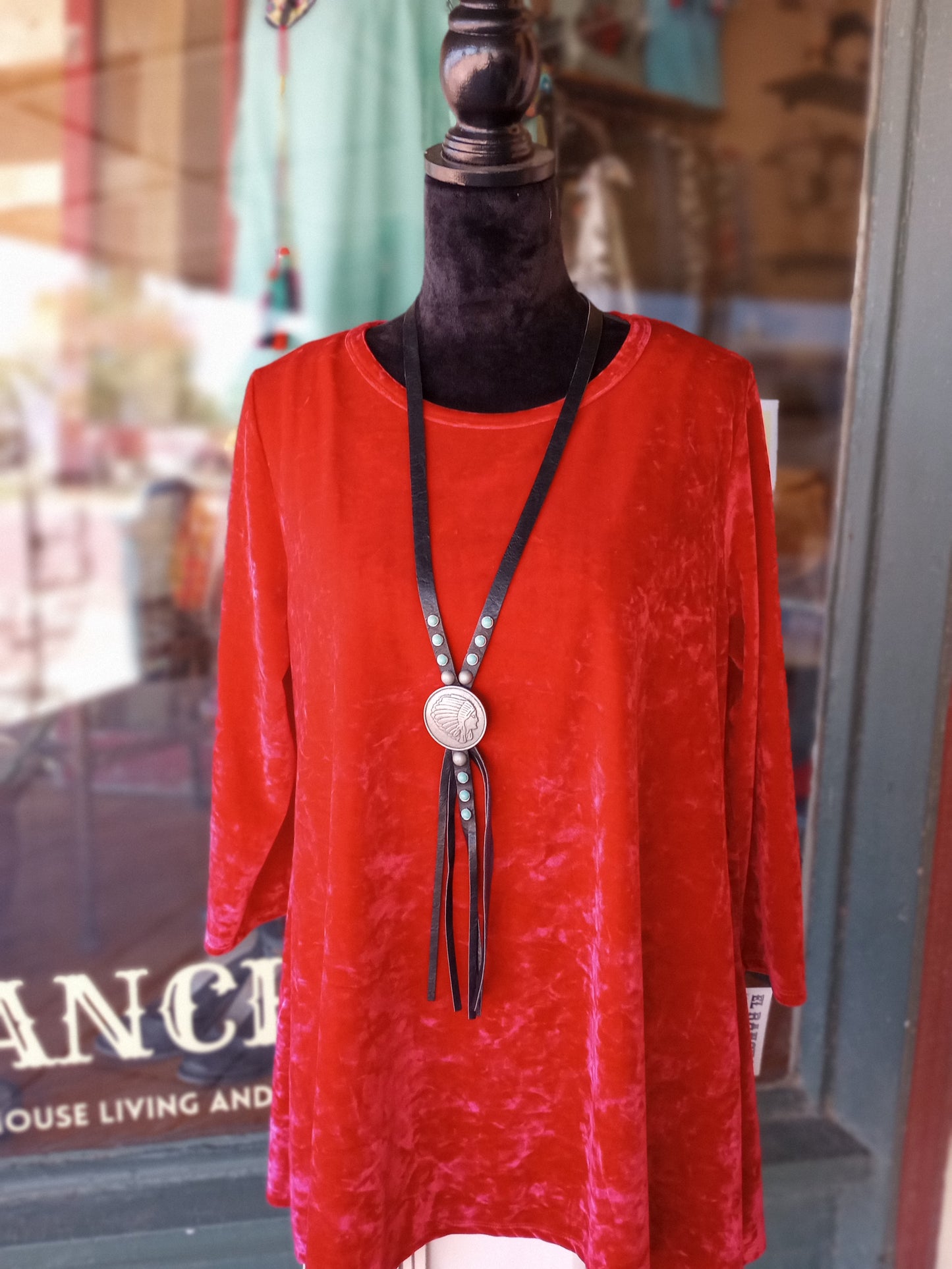 Red Crushed Velvet tunic