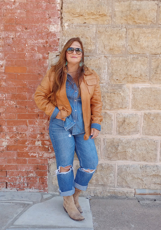 Vintage Leather Jacket Sz 42L/Lg