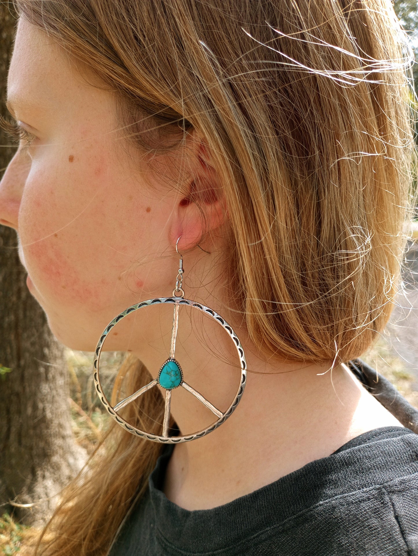 Large Fashion Peace Sign Earrings