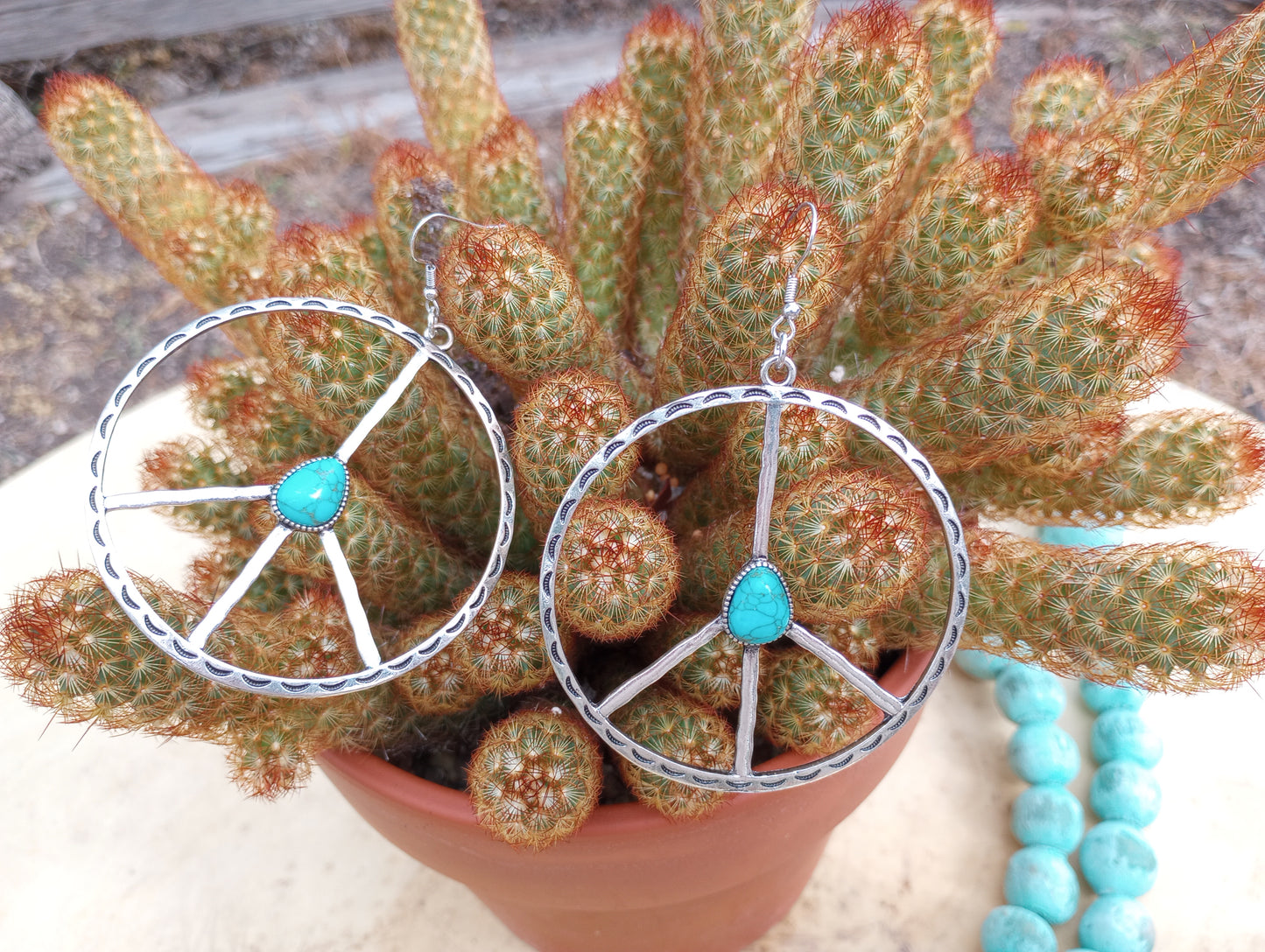 Large Fashion Peace Sign Earrings
