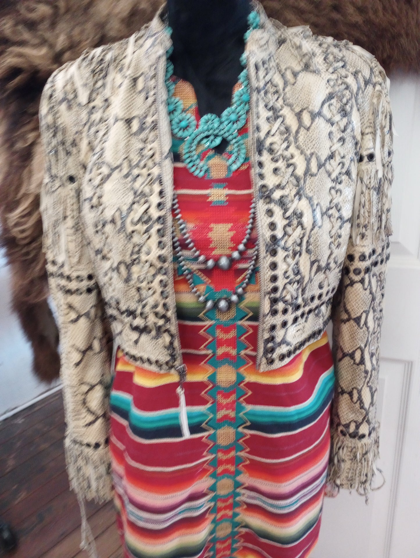 DD Ranchwear Snake Print Leather Jacket Sz S