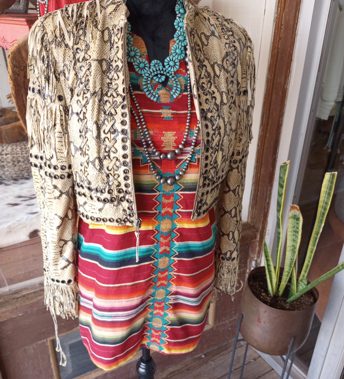 DD Ranchwear Snake Print Leather Jacket Sz S
