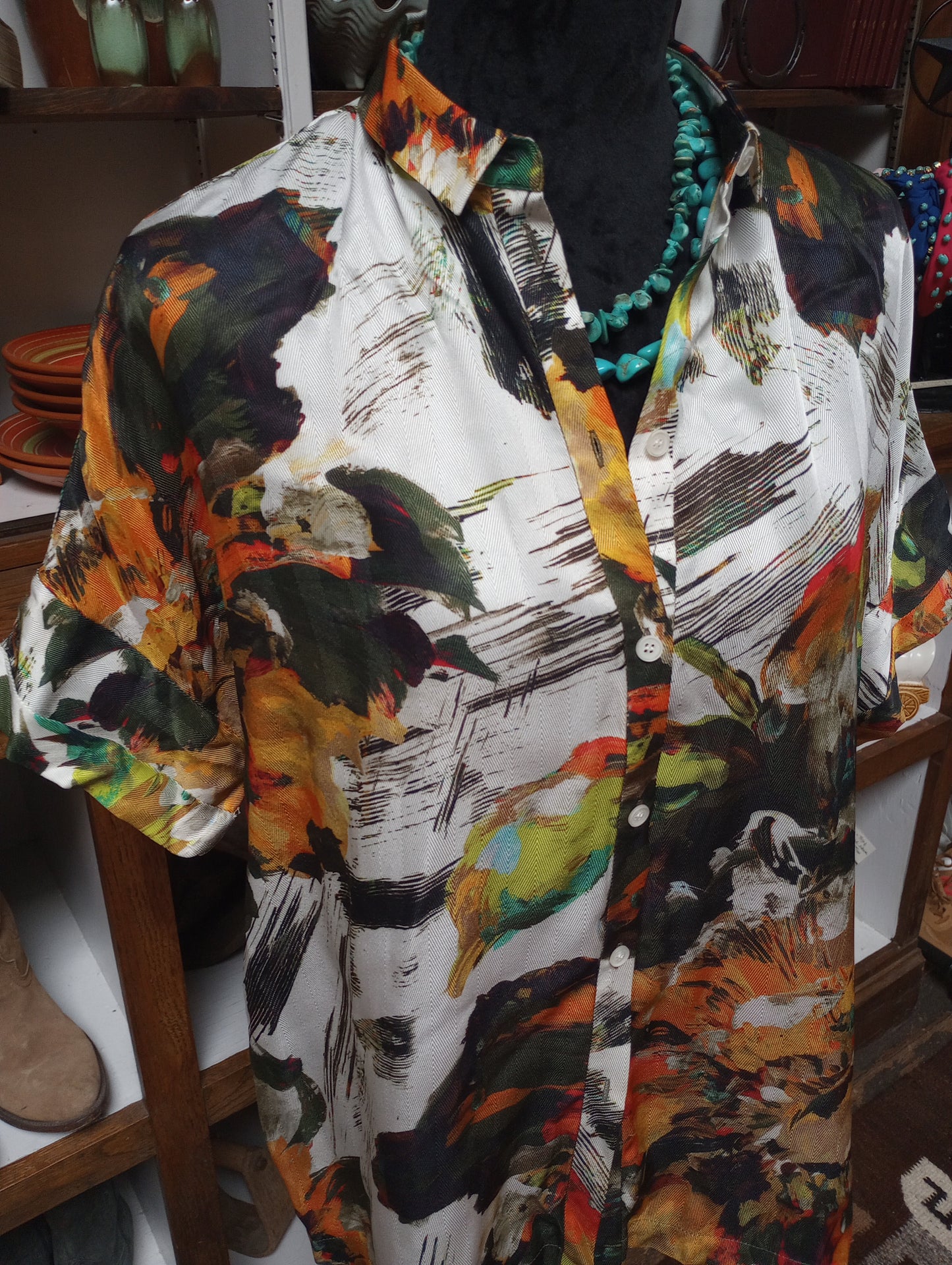 Lafayette 148 Silk Blouse Sz Med