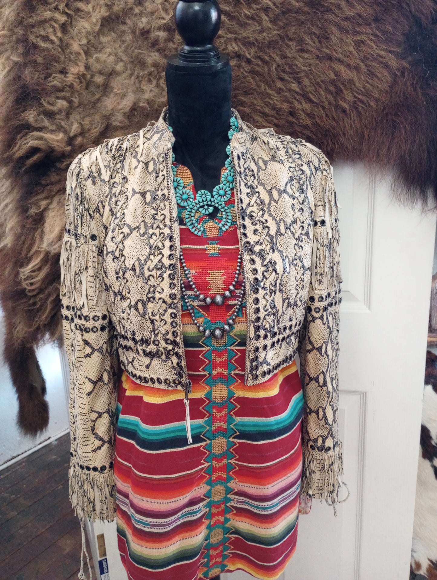 DD Ranchwear Snake Print Leather Jacket Sz S