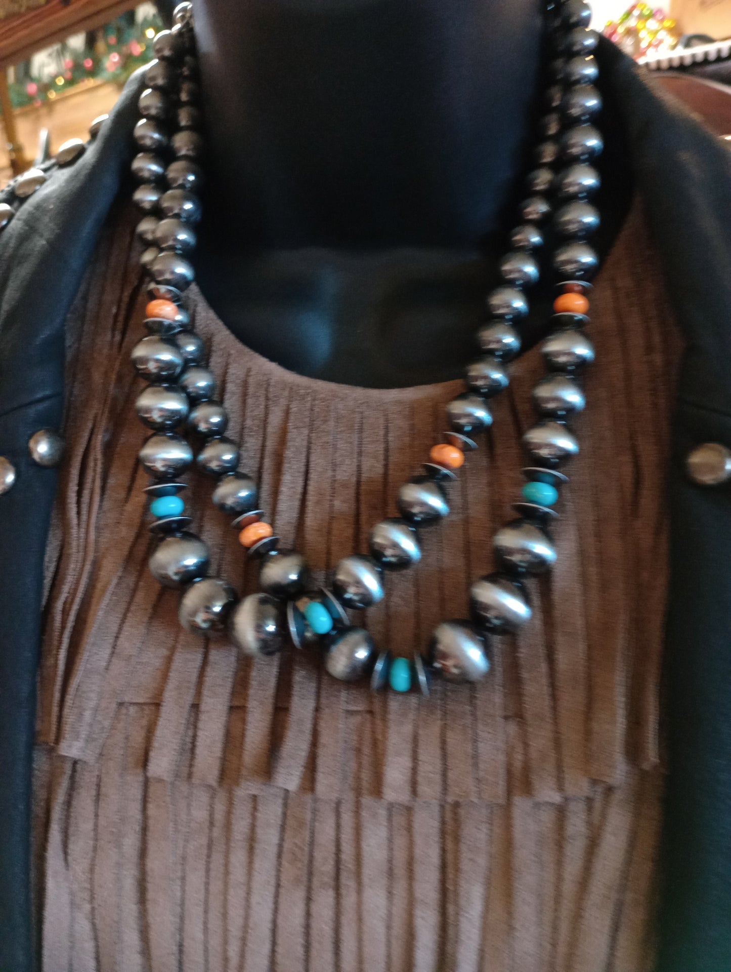 Fashion Navajo Style Beaded Necklace w/Adjustable length closure