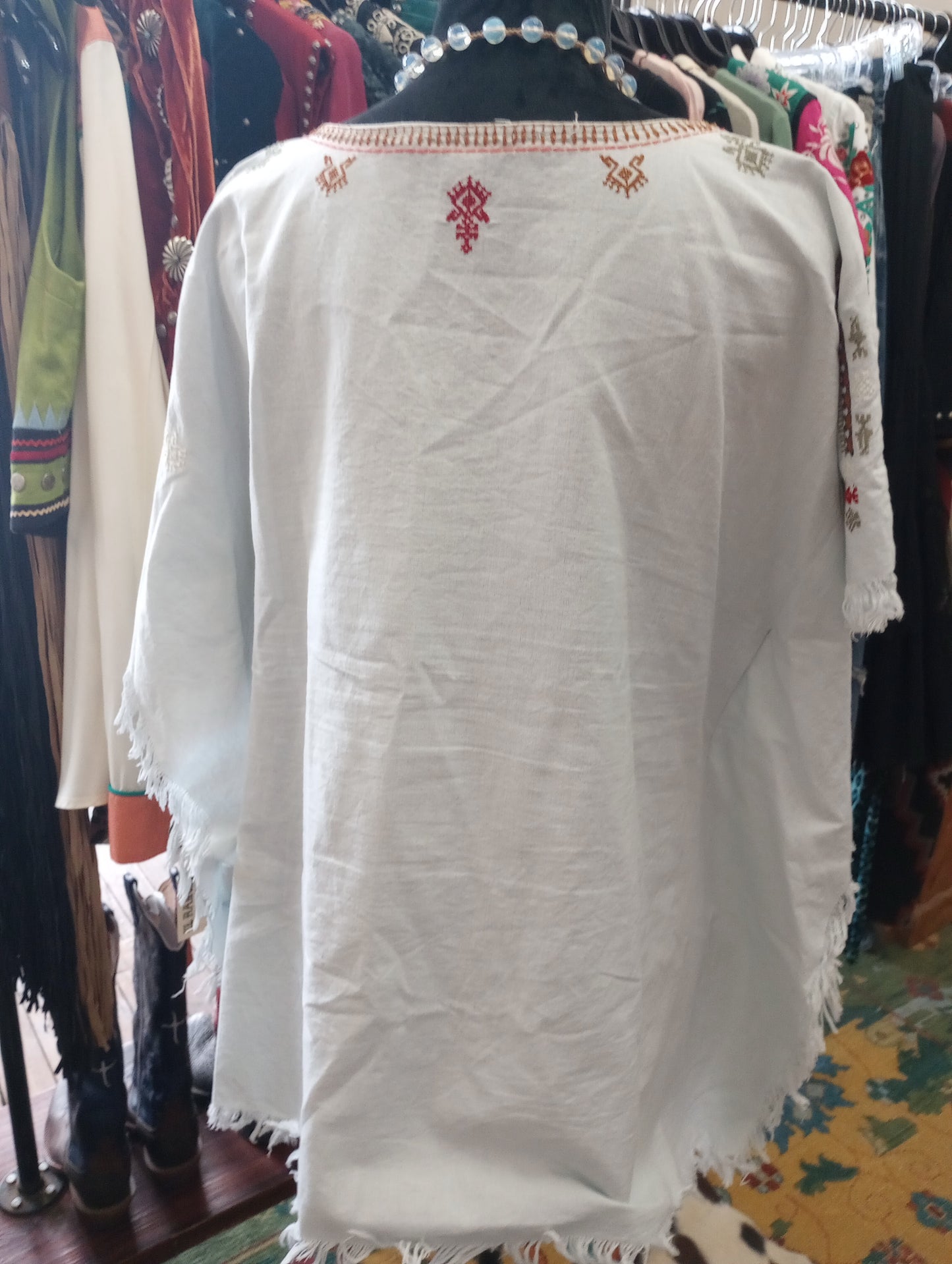 Chelsea & Violet Cross Stitch Embroidered Poncho Style Tunic Sz XS