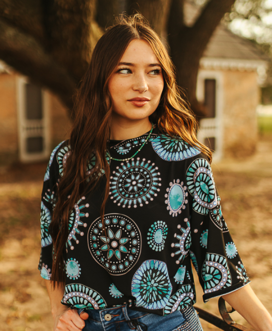 Gorgeous Oversized Zuni Concho Design Tunic