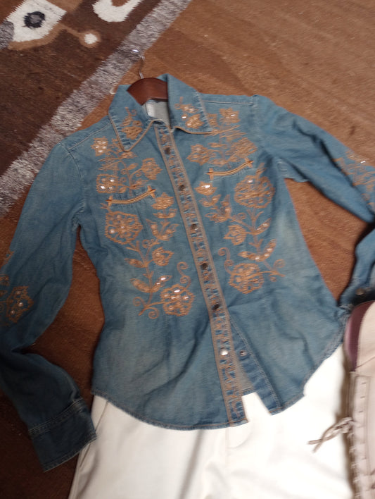 Vintage Gordon & James Denim Shirt Sz Large