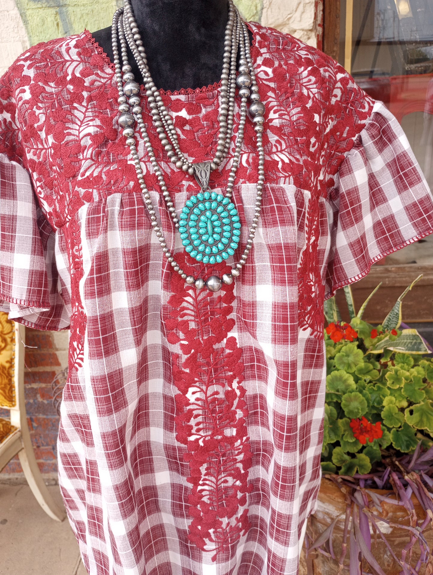 Double Strand Necklace w/ large faux center cluster pendant