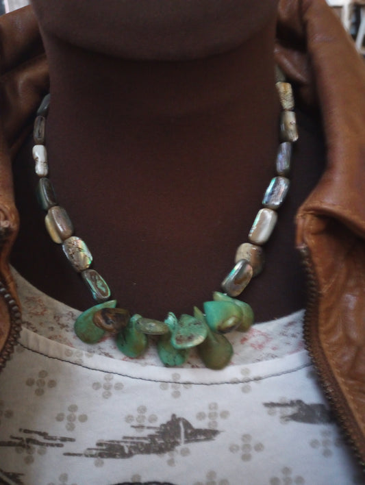 Turquoise Tear Drop & Mother of Pearl Necklace