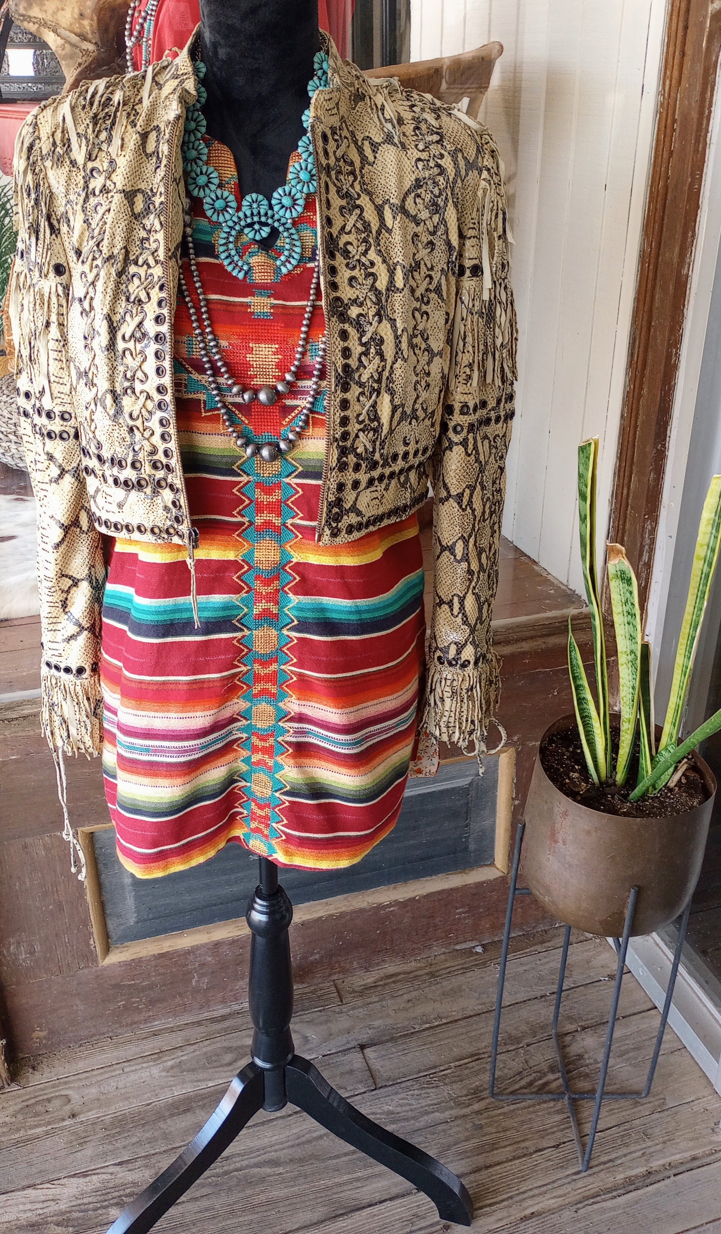 DD Ranchwear Snake Print Leather Jacket Sz S