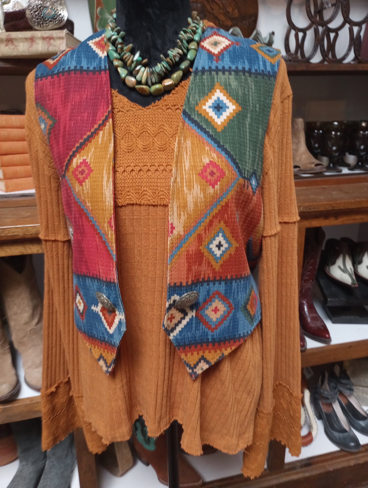 Vintage Southwest Print Vest Sz Medium