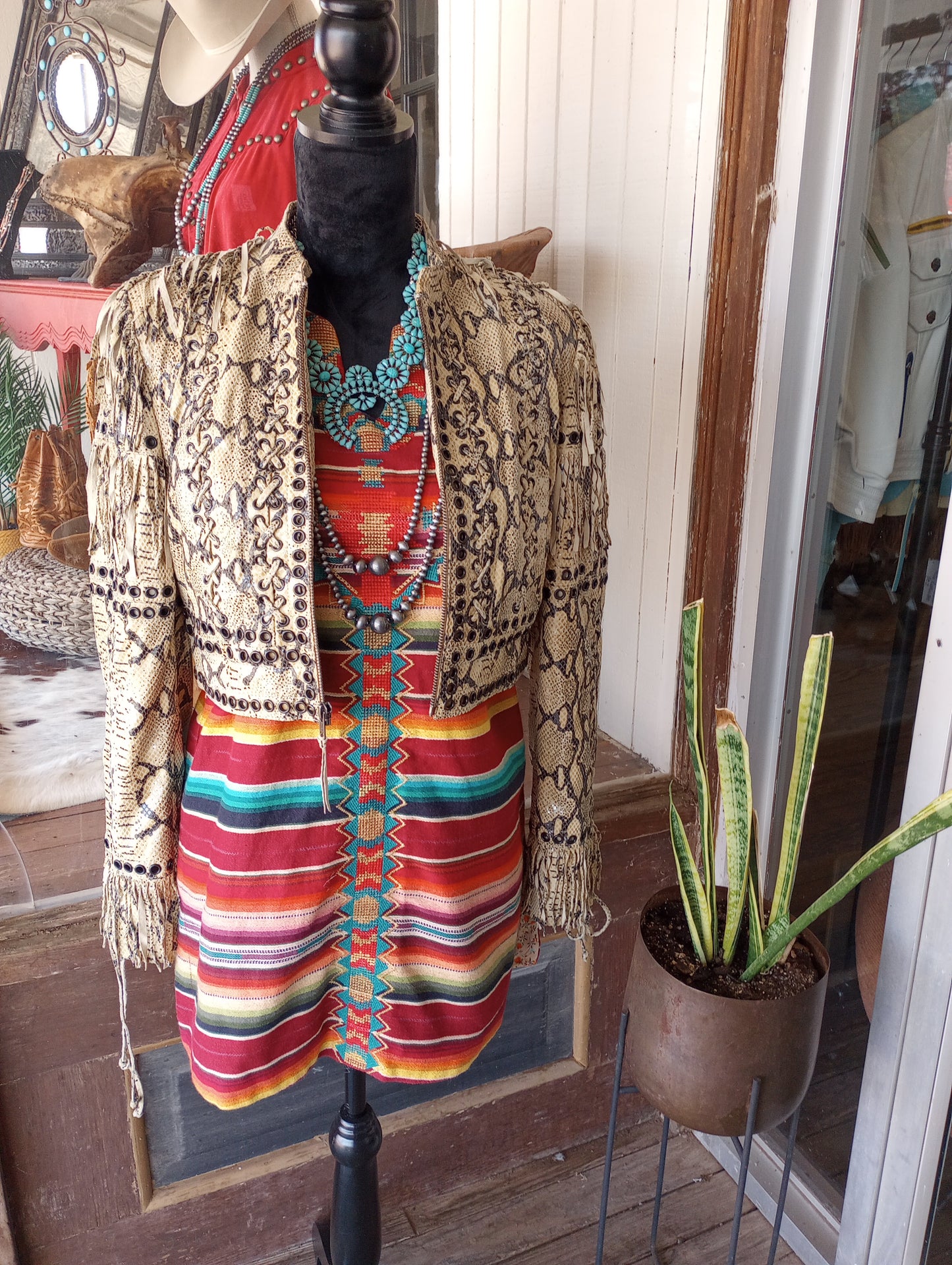 DD Ranchwear Snake Print Leather Jacket Sz S