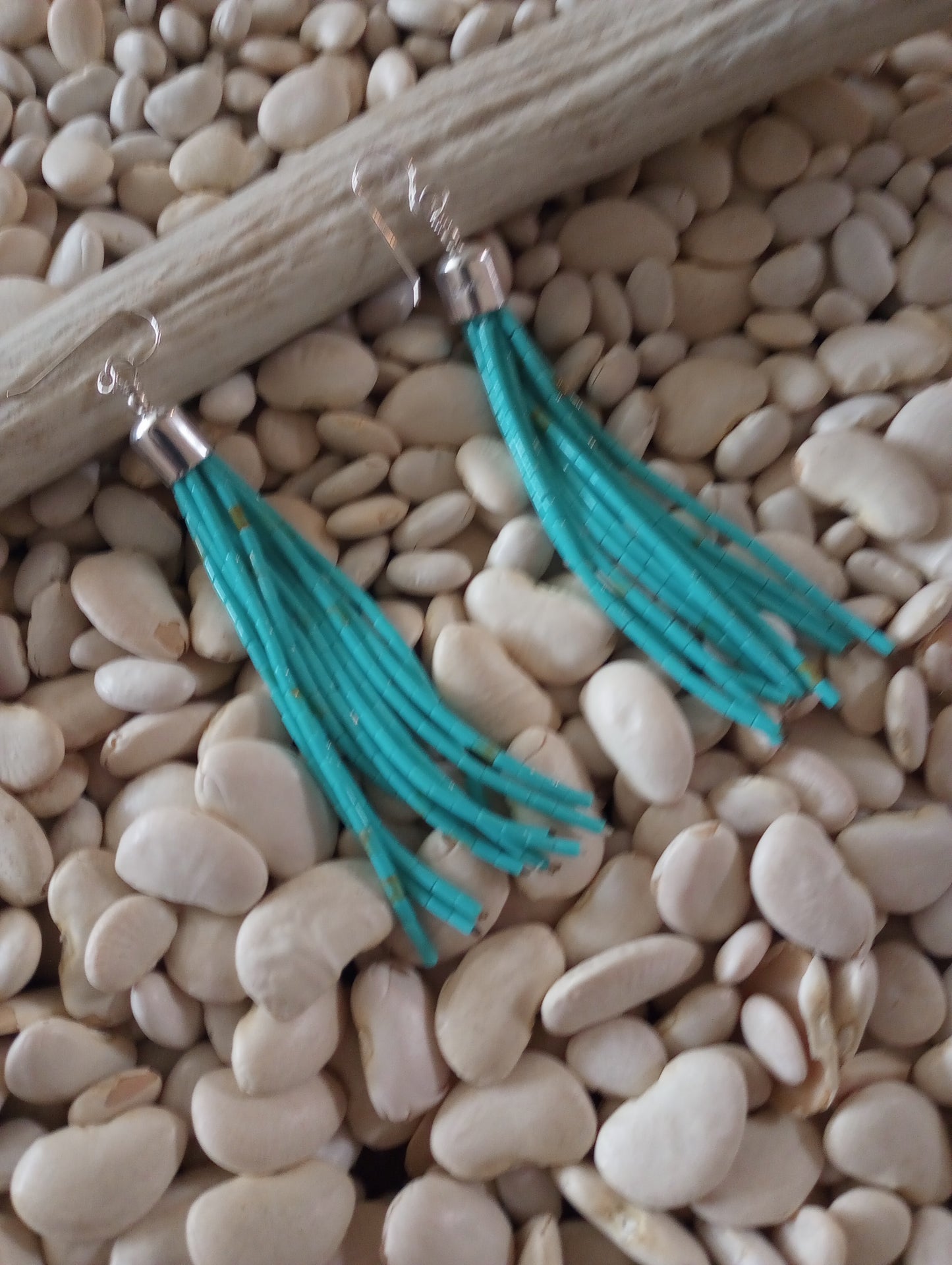 10 Strand Turquoise Heishi Dangle Earrings