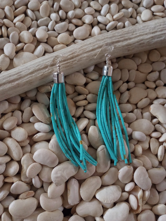 10 Strand Turquoise Heishi Dangle Earrings
