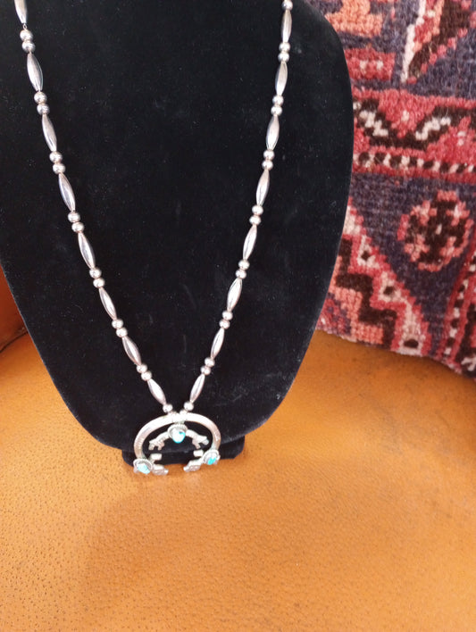 Vintage Native American Naja Pendant strung on beads