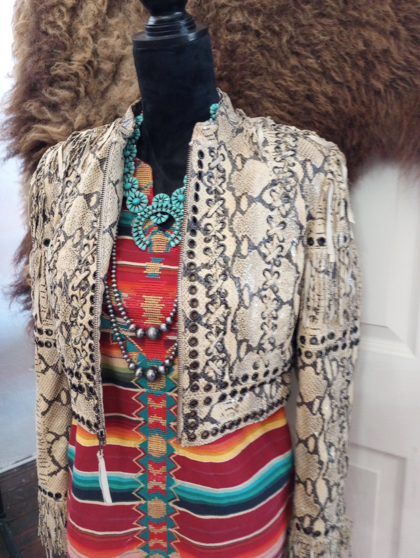 DD Ranchwear Snake Print Leather Jacket Sz S