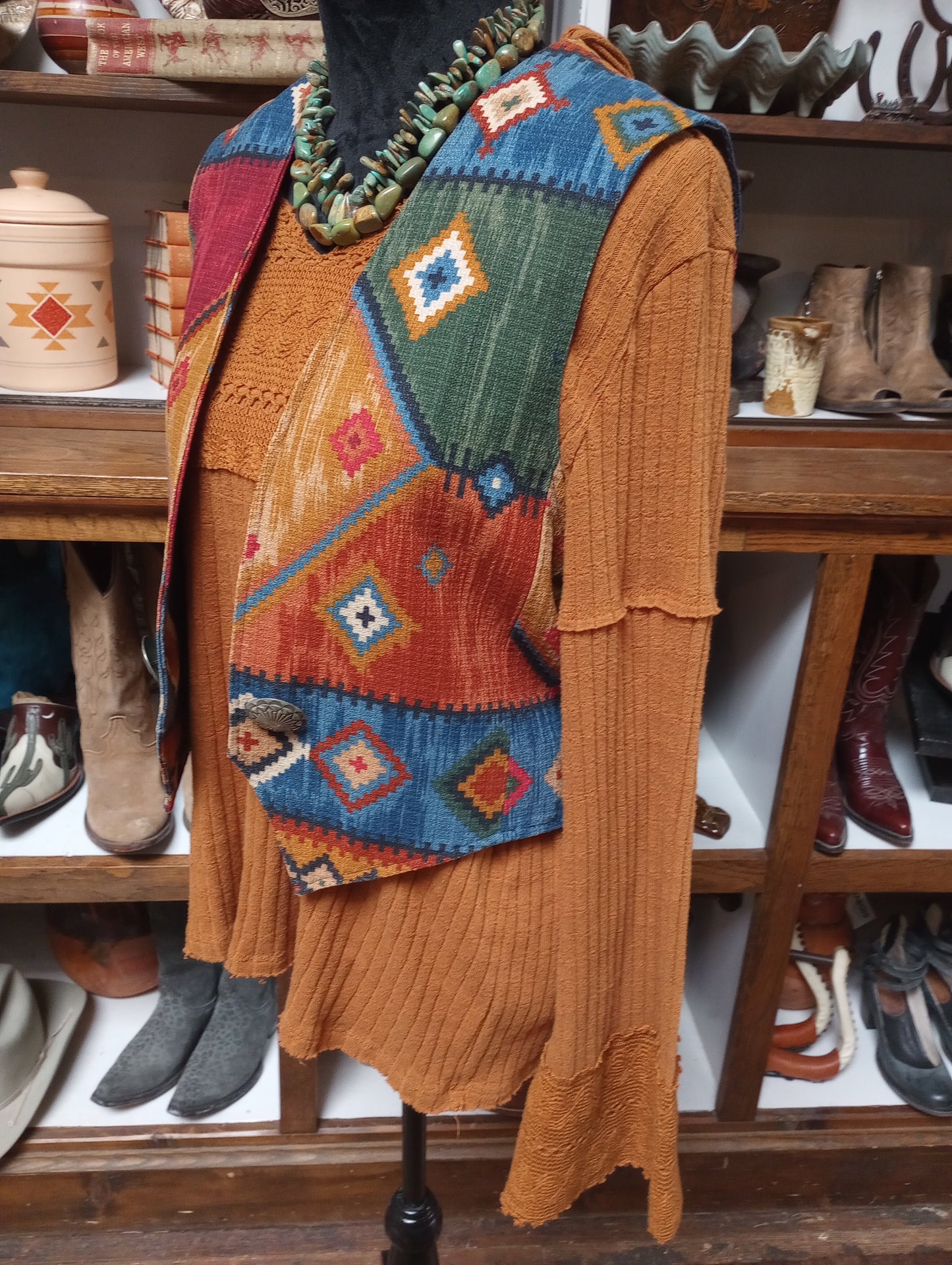 Vintage Southwest Print Vest Sz Medium