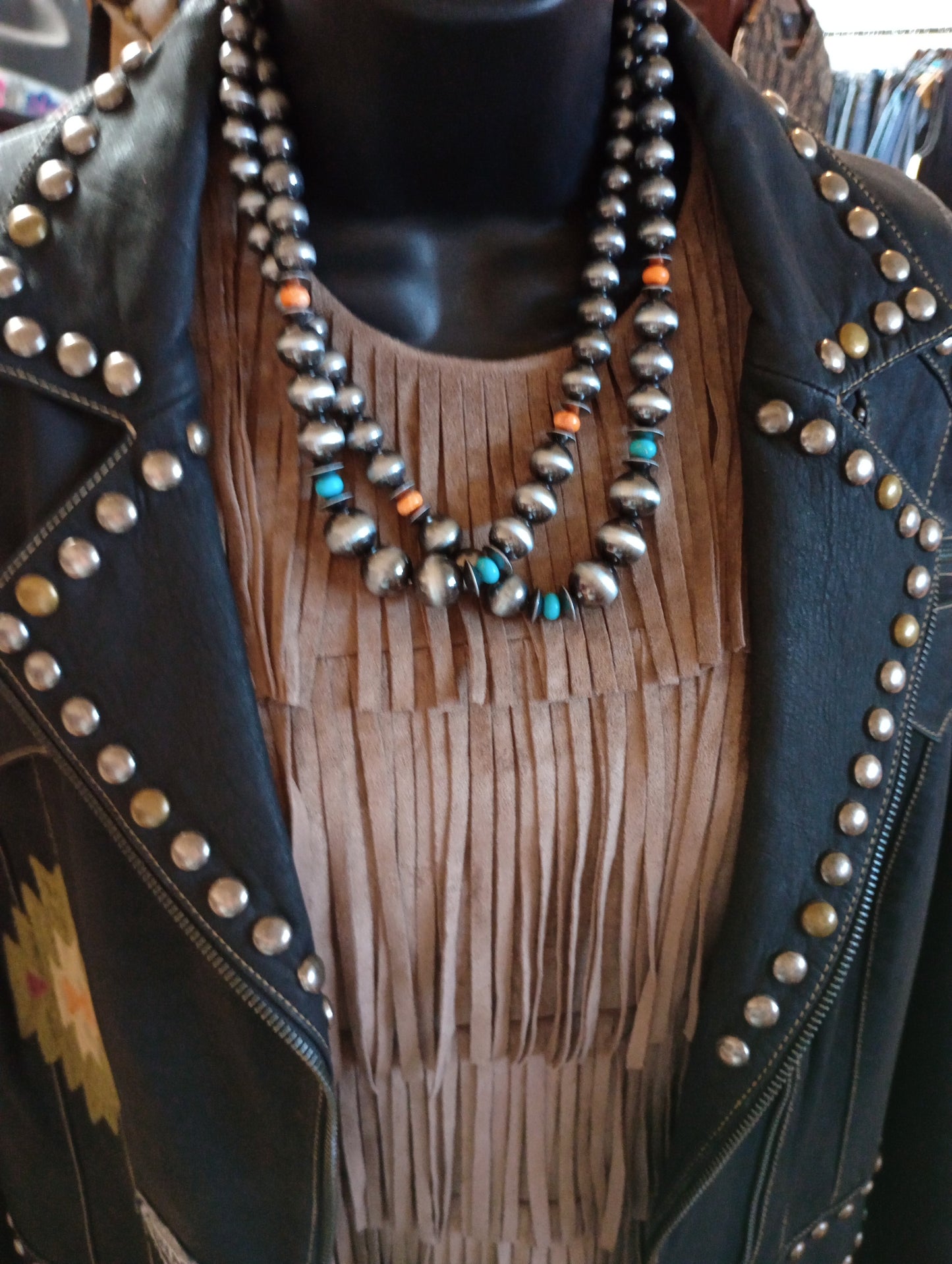 Fashion Navajo Style Beaded Necklace w/Adjustable length closure