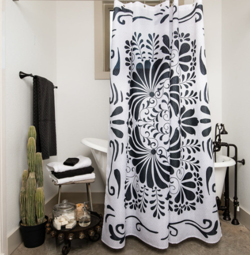 Black and White Hacienda Shower Curtain